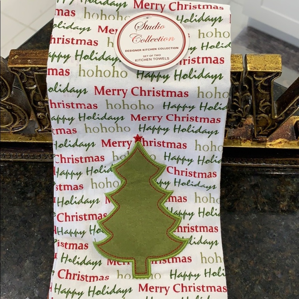 Set of two holiday themed dish towels